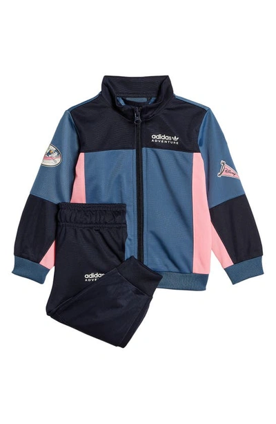 Shop Adidas Originals X Disney Mickey & Friends Track Suit In Altered Blue/ Beam Pink/ Ink