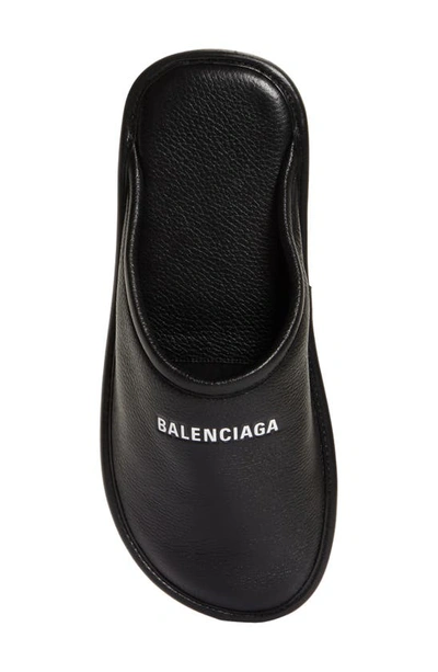 Shop Balenciaga Home Deerskin Flat Mule In Black/ White