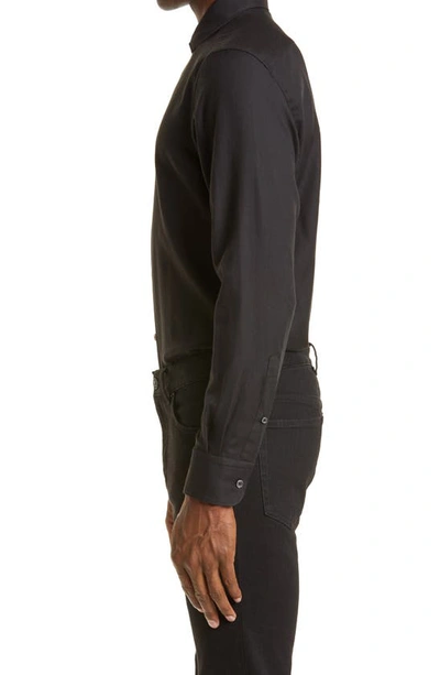 Zegna Cashco Spread-collar Cotton-blend Twill Shirt In Black