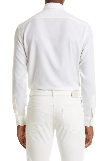 Shop Zegna Cashco Cotton & Cashmere Button-up Shirt In White