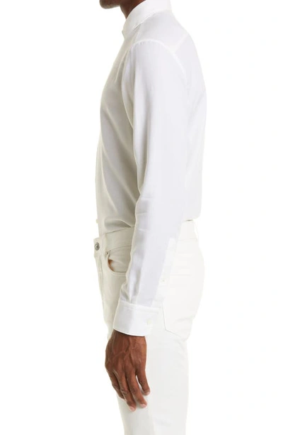 Shop Zegna Cashco Cotton & Cashmere Button-up Shirt In White