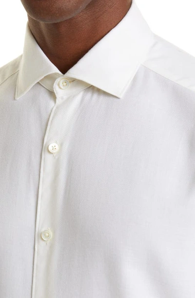 Shop Zegna Cashco Cotton & Cashmere Button-up Shirt In White