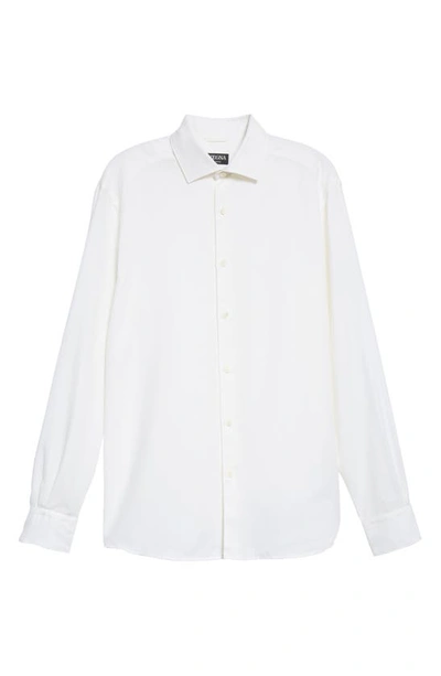 Shop Zegna Cashco Cotton & Cashmere Button-up Shirt In White