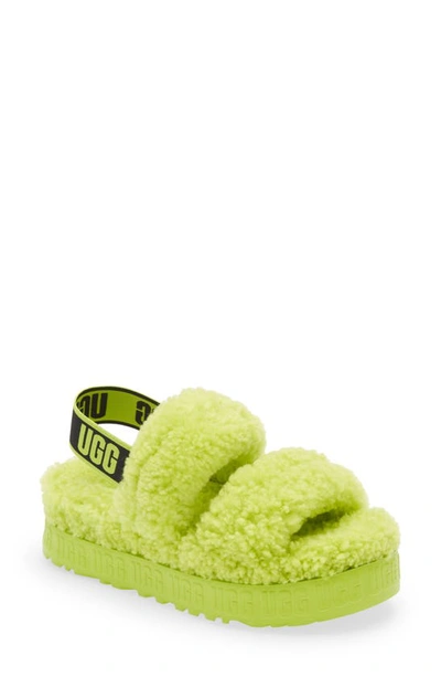 Shop Ugg Oh Fluffita Genuine Shearling Slingback Sandal In Key Lime
