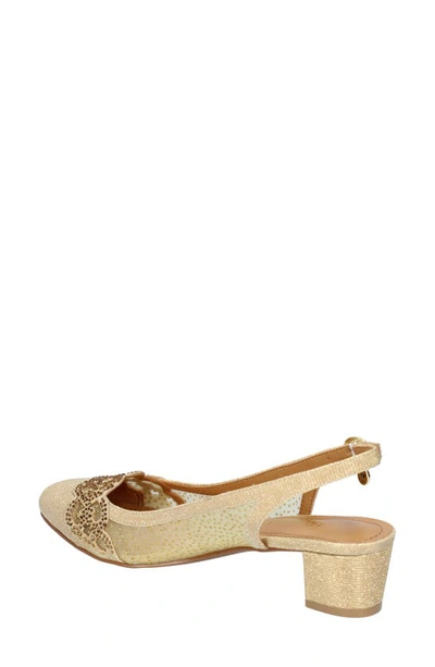 J. Reneé Faleece Crystal Embellished Slingback Pump In Gold