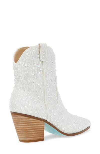 Shop Betsey Johnson Diva Embellished Western Bootie In Pearl
