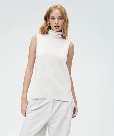 Shop Naadam Signature Cashmere Sleeveless Turtleneck In White
