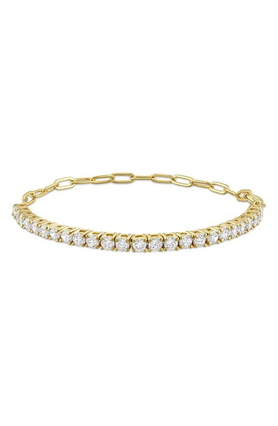 Delmar Cz Half-and-half Tennis Bracelet In Yellow