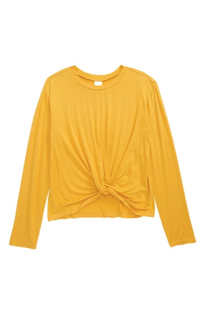 Shop Nordstrom Kid's Twist Front Long Sleeve T-shirt In Yellow Rod