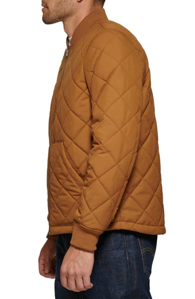 Shop Levi's Diamond Quilted Bomber Jacket In Brown