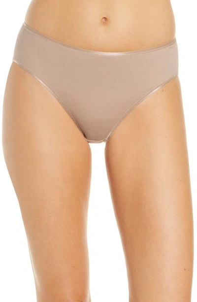 Shop Hanro Seamless Cotton High Cut Briefs In Beige