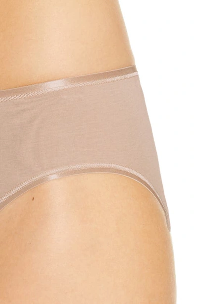 Shop Hanro Seamless Cotton High Cut Briefs In Beige