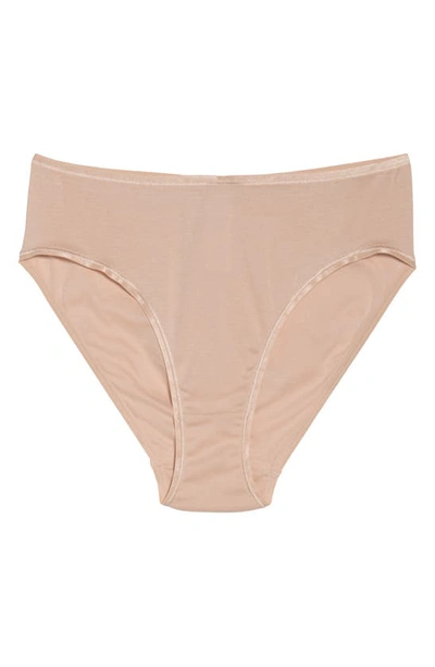 Shop Hanro Seamless Cotton High Cut Briefs In Beige