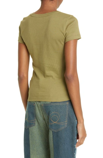 Shop Marine Serre Wee Embroidered Moon Organic Cotton Tee In Green
