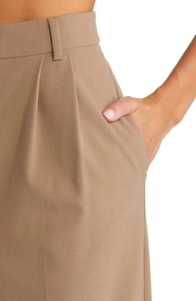Shop Open Edit Relaxed Waist Wide Leg Trousers In Brown Caribou