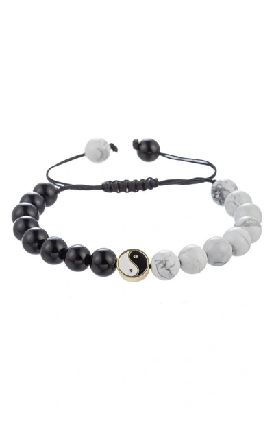 Shop Eye Candy Los Angeles Yin & Yang Agate Bracelet In Black And White