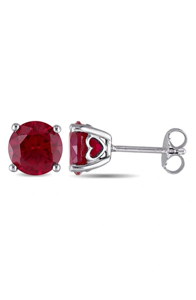 Shop Delmar Lab-created Ruby Stud Earrings In Red