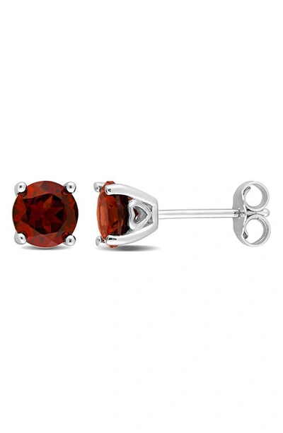 Shop Delmar Garnet Stud Earrings In Red