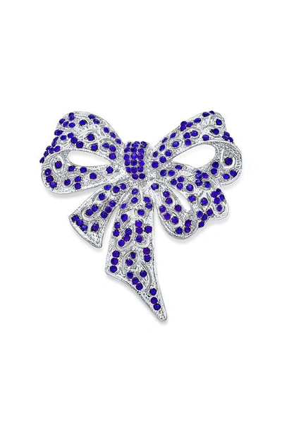 Bling Jewelry Sterling Silver Cz Statement Pin In Dark Blue