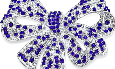 Bling Jewelry Sterling Silver Cz Statement Pin In Dark Blue