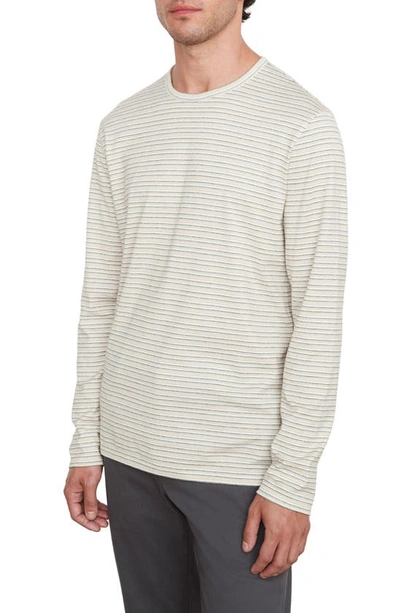 Shop Vince Stripe Long Sleeve Slub T-shirt In Off White/ Meadow