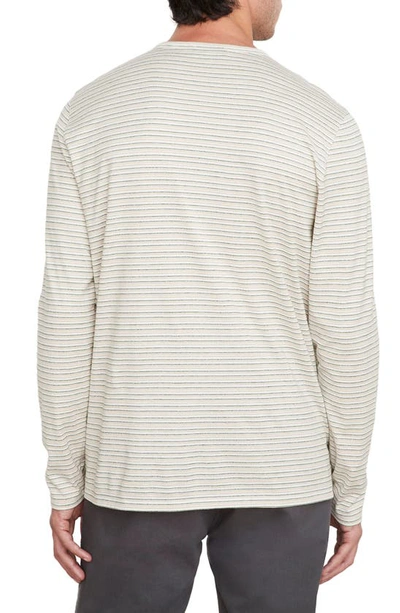 Shop Vince Stripe Long Sleeve Slub T-shirt In Off White/ Meadow