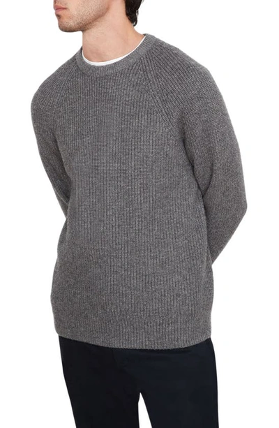 Vince Raglan Ribbed Crewneck Sweater In Med H Grey
