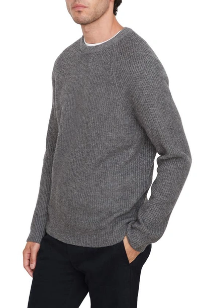 Vince Raglan Ribbed Crewneck Sweater In Med H Grey