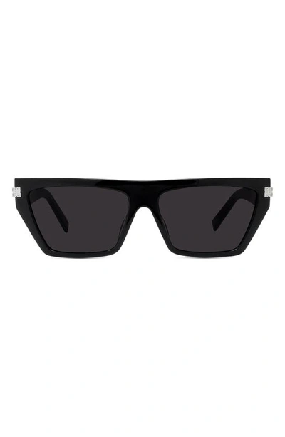 Shop Givenchy 4g Bar 59mm Cat Eye Sunglasses In Shiny Black / Smoke