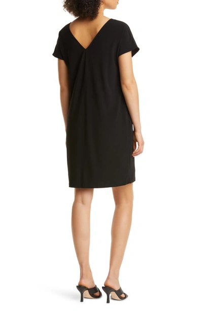 Shop Halogen V-neck Dolman Sleeve T-shirt Dress In Black