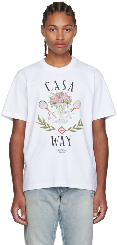 Shop Casablanca White 'casa Way' T-shirt