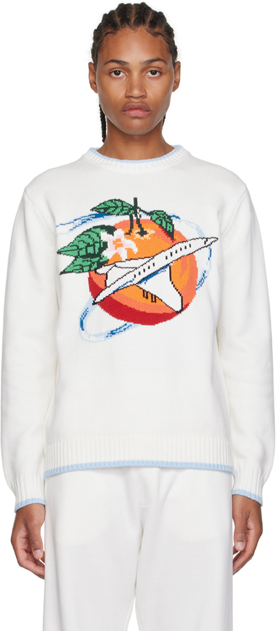 Shop Casablanca White Orbite Autour De L'orange Sweater In Off-white