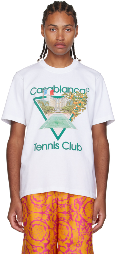 Shop Casablanca White Tennis Club Icon T-shirt
