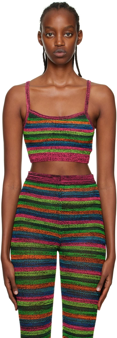 Agr Multicolor Cropped Tank Top In Pink/black