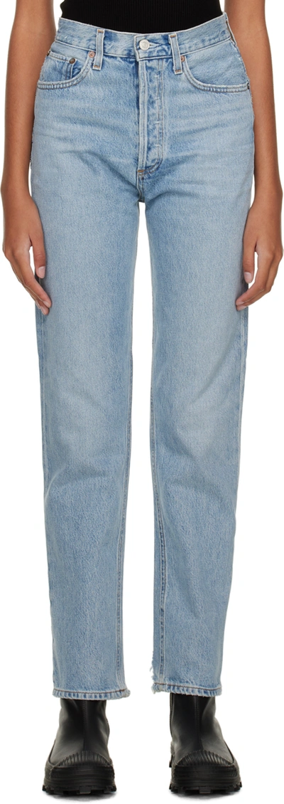 Shop Agolde Blue 90's Pinch Waist Jeans In Soundwave
