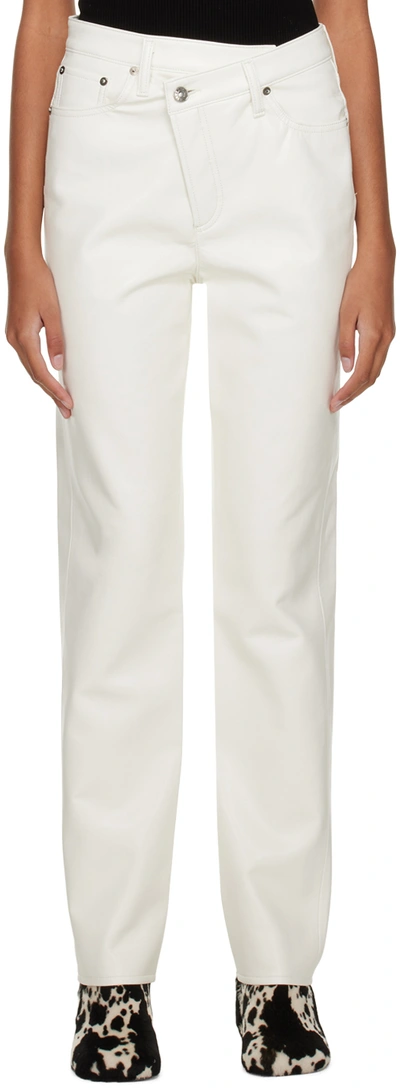 Shop Agolde White Criss Cross Leather Pants In Lace