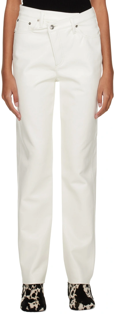 Agolde White Criss Cross Leather Pants In Lace