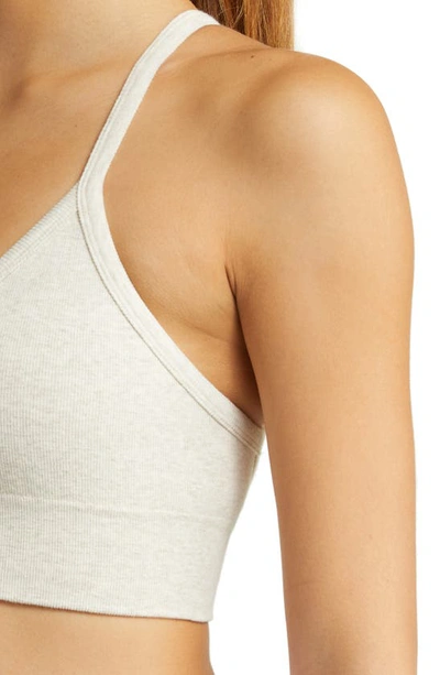 Seamless Rib Low Back Sports Bra In Oatmeal Heather