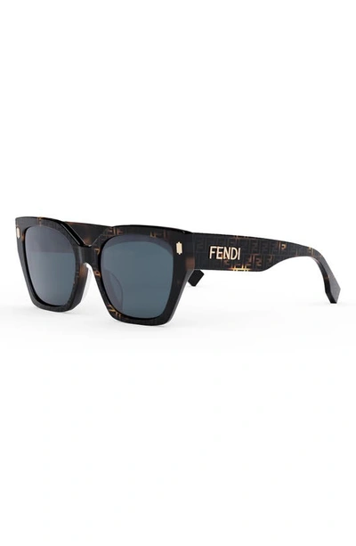 Shop Fendi The  Bold 54mm Geometric Sunglasses In Havana / Smoke