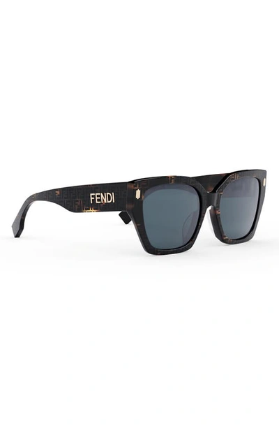 Shop Fendi The  Bold 54mm Geometric Sunglasses In Havana / Smoke