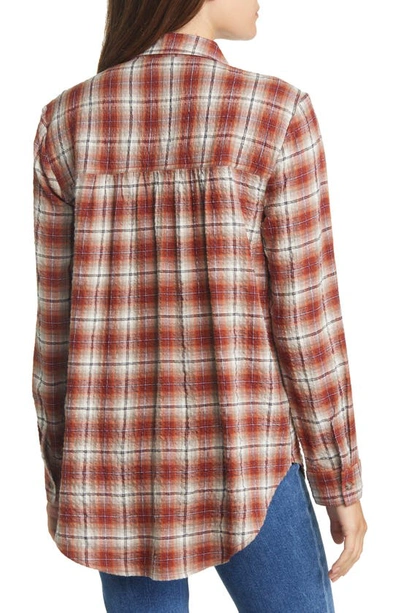 Shop Beachlunchlounge Plaid Button-up Shirt In Golden Maple