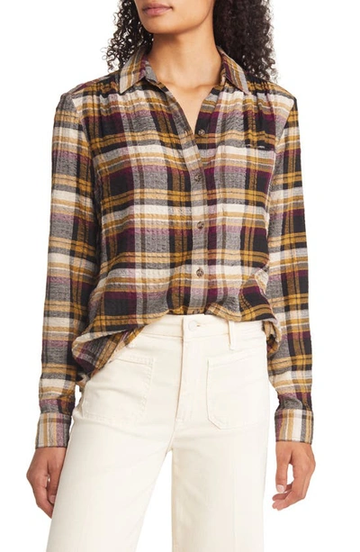Shop Beachlunchlounge Plaid Button-up Shirt In Wheat N Rose