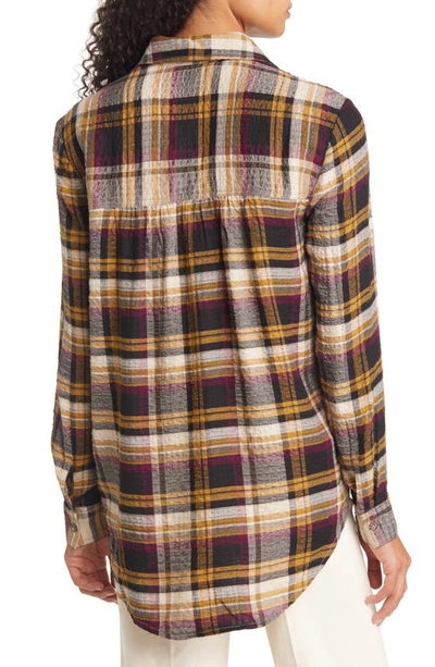 Shop Beachlunchlounge Plaid Button-up Shirt In Wheat N Rose