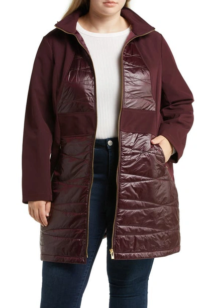 Shop Via Spiga Mixed Media Water Repellent Longline Coat In Wine