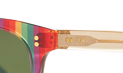 Shop Toms Fitzpatrick 52mm Rectangular Sunglasses In Rainbow Stripes/ Bottle Green