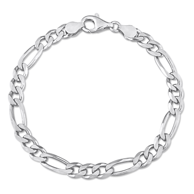 Shop Amour 5.5mm Figaro Chain Bracelet In Sterling Silver In White
