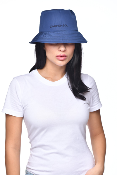 Shop Carmen Sol Raquel Nylon Bucket Hat In Navy Blue