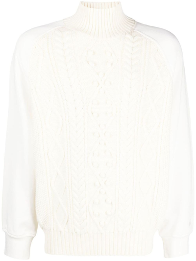 Shop Neil Barrett White Embroidered-logo Sleeve Knit Jumper
