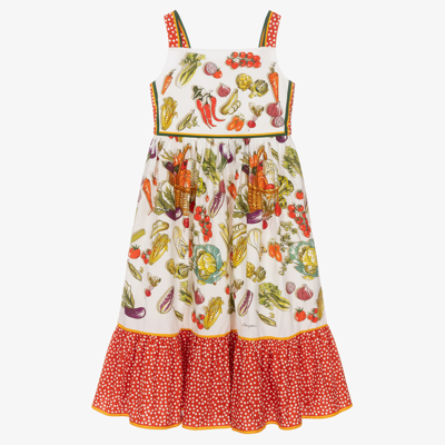 Shop Dolce & Gabbana Teen Girls Vegetables Dress In Red