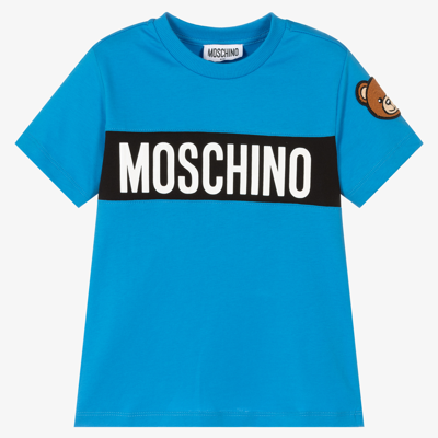 Shop Moschino Kid-teen Blue Cotton Teddy T-shirt